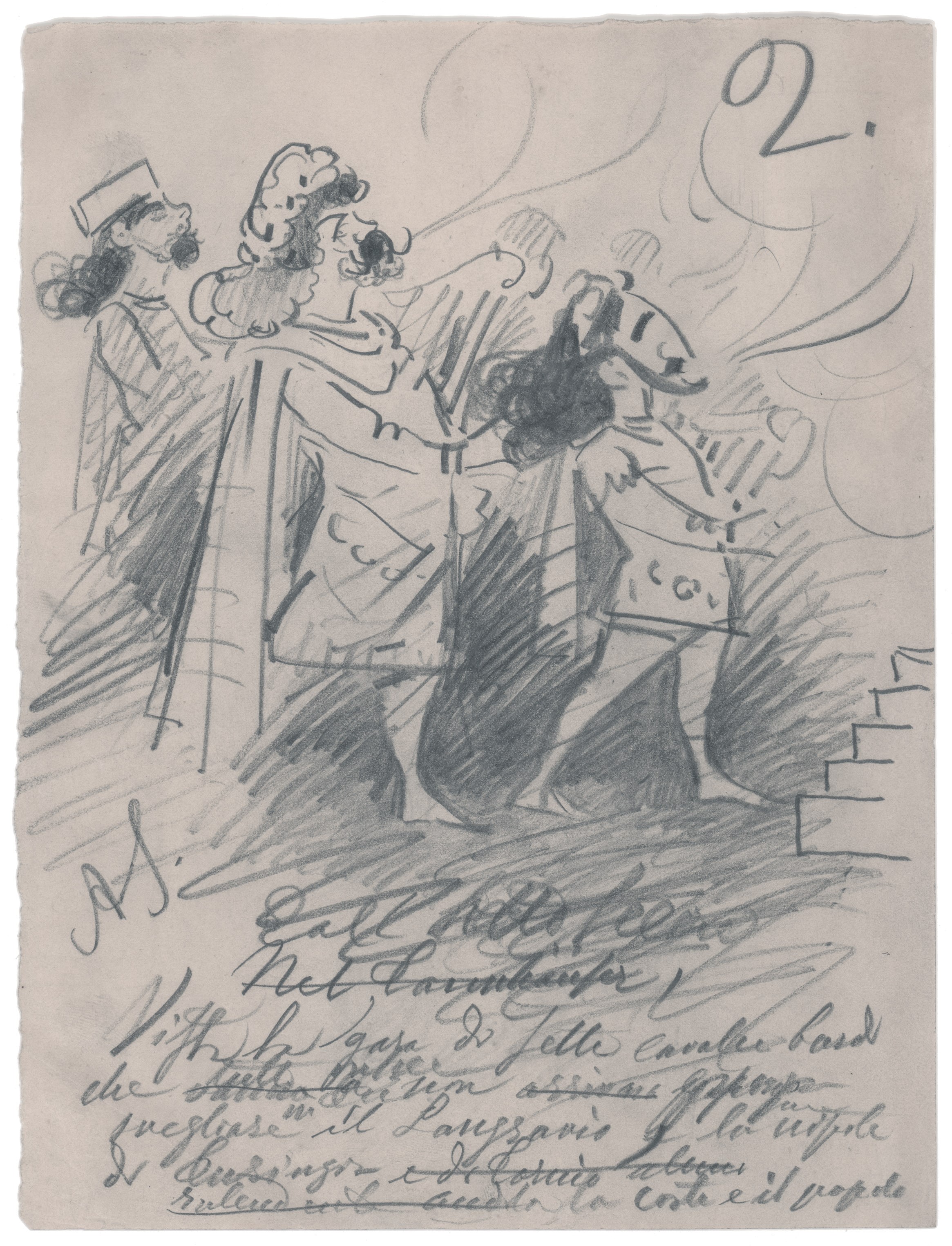 Disegno satirico sul mondo dell'opera (Giovanni Battista De Negri come